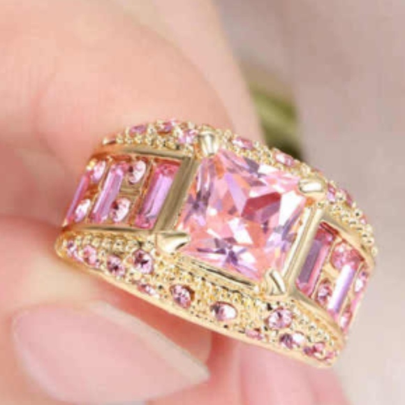 Jewelry - Pink Sapphire CZ Yellow Gold Filled Size 7 Ring